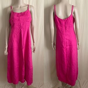 Vintage Casual Corner Pink Linen Midi Dress